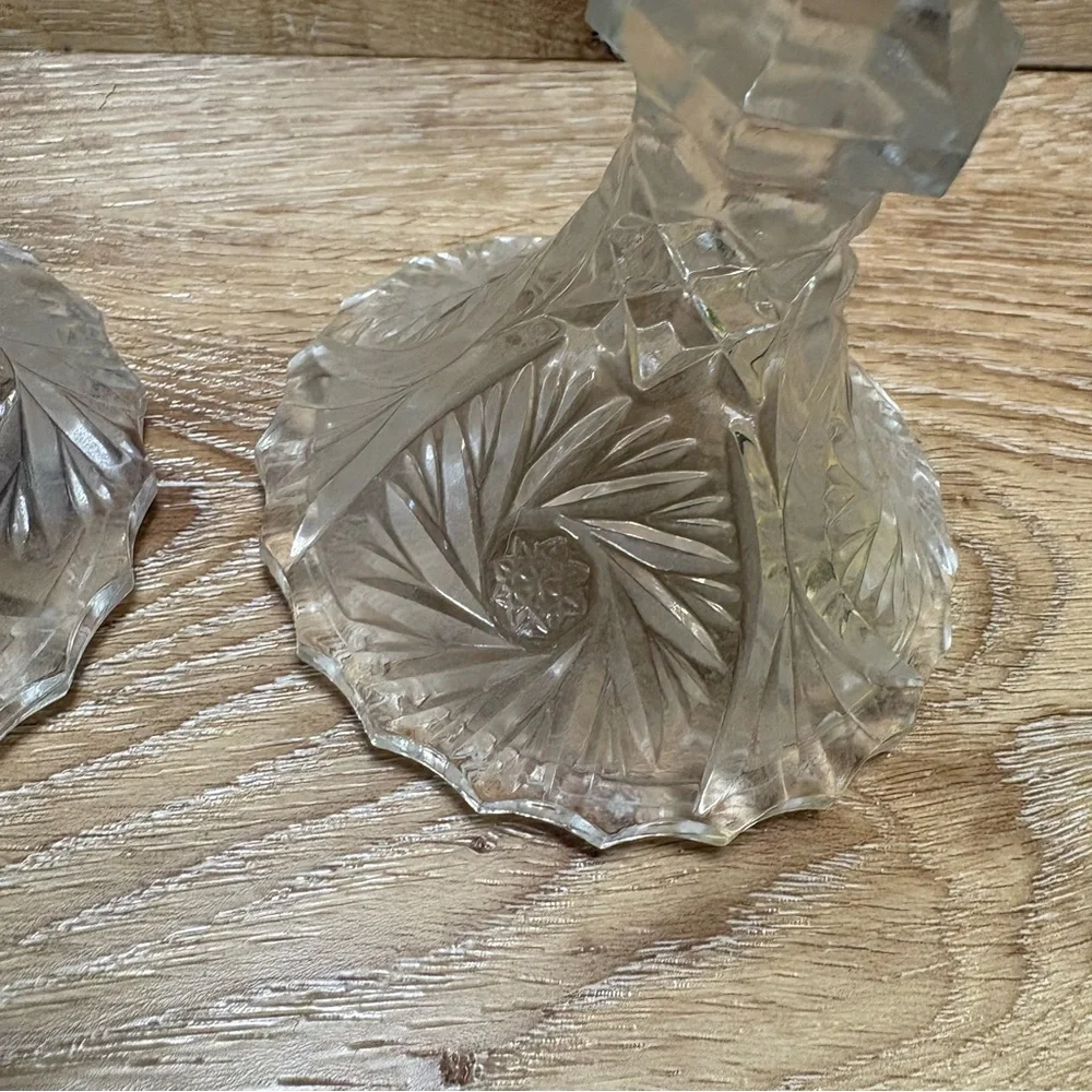 Vintage Anna Hutte Bleikristall Germany Crystal Candle Sticks Holders